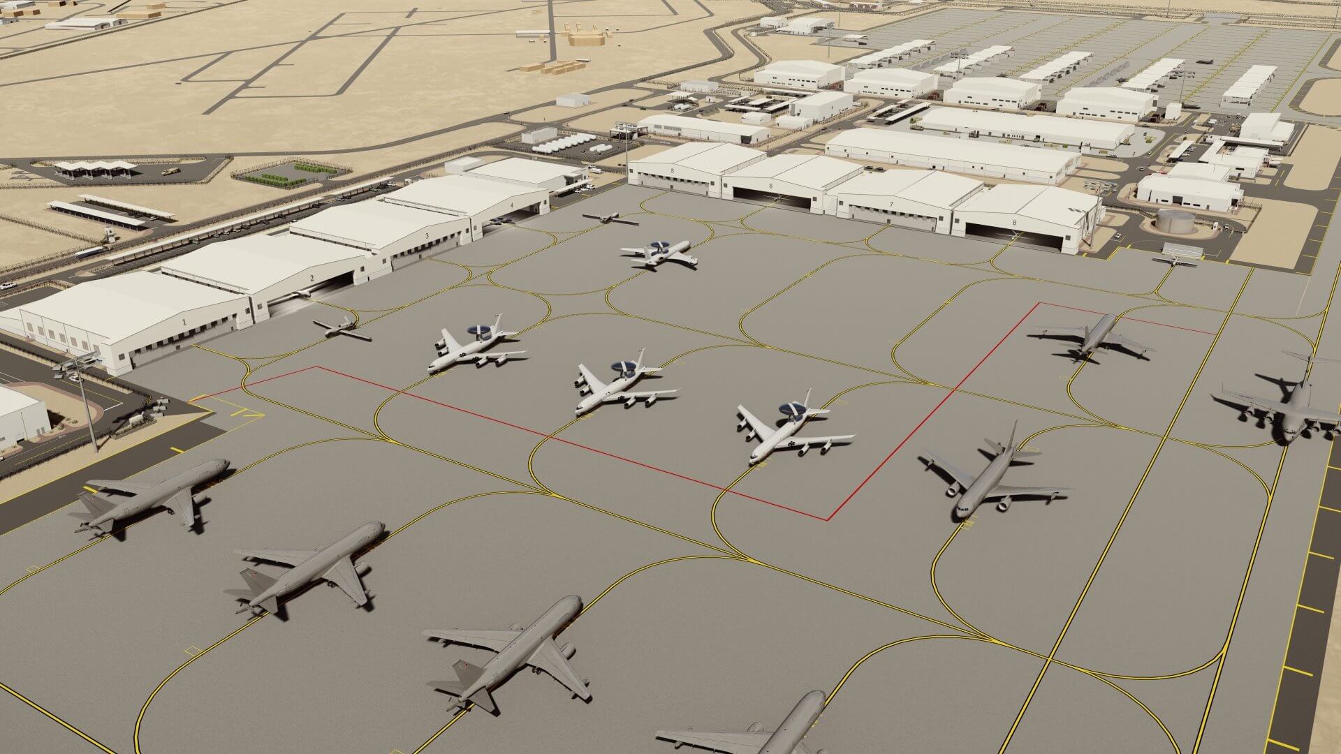 3D rendering of Al Dhafra Maintenance Hangar 3D rendering of Al Dhafra Maintenance Hangar
