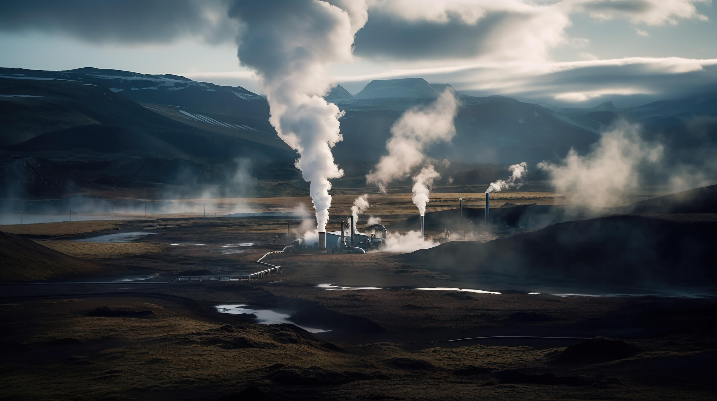 Image of a factory shooting smoke in a valley