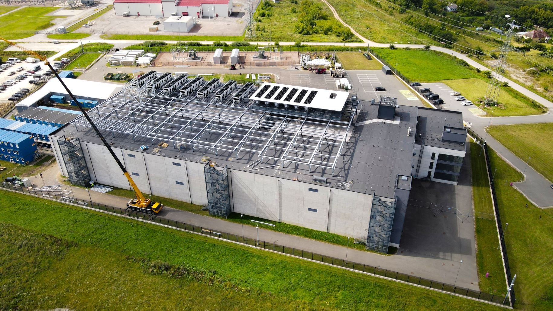 Aerial photo of a data center facility