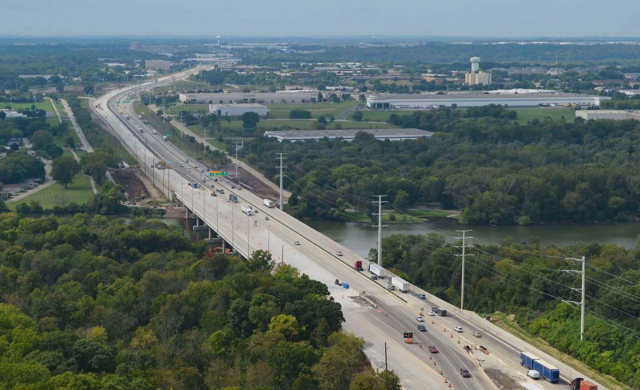 Aerial photo of the Fox River Bridge
