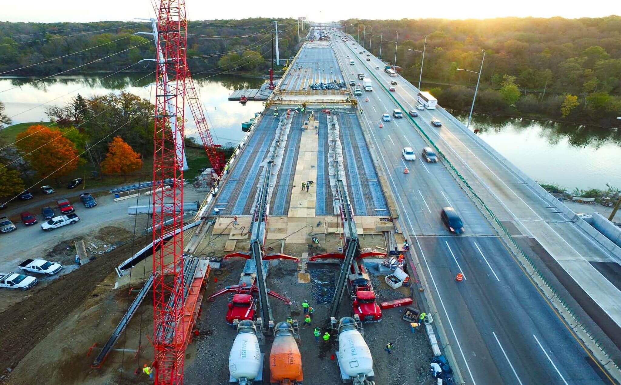 Overhead look at Fox River Bridge